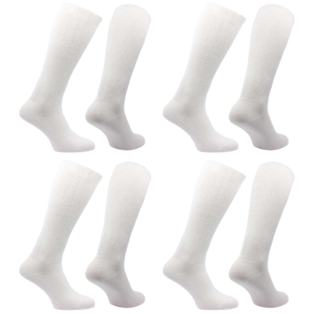 White Non-Binding Diabetic Socks 4-Pack